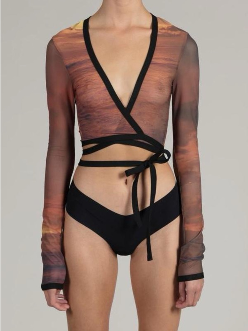 Priscavera Sunset Tie-Waist Wrap Top